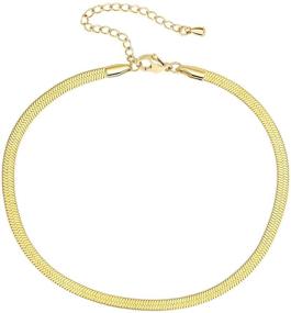 img 4 attached to 🐍Совеси Женский золотой стальной тонкий змеиный браслет-цепочка для ноги - нежные пляжные браслеты для женщин