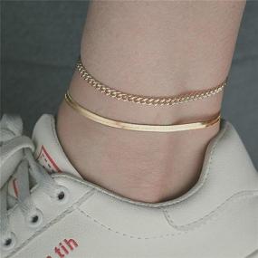 img 3 attached to 🐍Совеси Женский золотой стальной тонкий змеиный браслет-цепочка для ноги - нежные пляжные браслеты для женщин