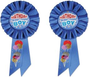 img 2 attached to 🎉 Beistle 2-Piece Birthday Boy Rosettes, 3.25 x 6.5 inches