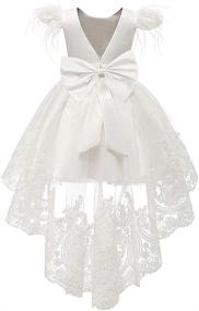 img 3 attached to 🎀 Dazzling Bowknot Embroidered Pageant Wedding Dresses for Girls: Stunning Clothing to Make Her Shine!