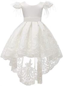 img 4 attached to 🎀 Dazzling Bowknot Embroidered Pageant Wedding Dresses for Girls: Stunning Clothing to Make Her Shine!