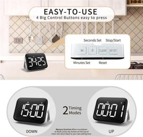 img 2 attached to NOKLEAD LED Digital Kitchen Timer - Magnetic Countdown Count Up Timer with Large Display, Adjustable Brightness & Volume for Easy Cooking and Teaching, Suitable for All, Including Kids and Seniors (Includes Batteries)