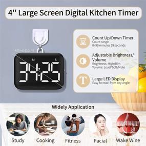 img 3 attached to NOKLEAD LED Digital Kitchen Timer - Magnetic Countdown Count Up Timer with Large Display, Adjustable Brightness & Volume for Easy Cooking and Teaching, Suitable for All, Including Kids and Seniors (Includes Batteries)