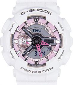 img 4 attached to 🌸 Casio G-Shock Ladies Watch GMAS110MP-7A - Pink and Gray Dial, White Resin, Quartz Movement