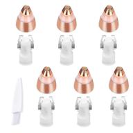 🌟 6 count 18k gold-plated eyebrow hair remover replacement heads, compatible with finishing touch flawless women trimmer blades painless, as seen on tv - includes cleaning brush logo