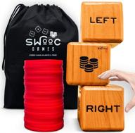 🎲 giant right center left dice game - all weather outdoor fun - includes 24 large chips & carry bag - jumbo wooden lawn game for family - indoor/outdoor games by swooc логотип