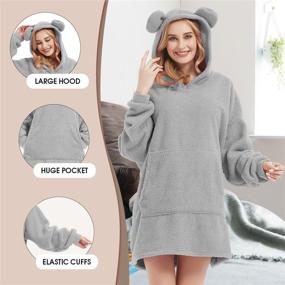 img 2 attached to 🧥 Cozy and Comfy Oversized Hoodie Blanket: Unisex Teddy Sherpa Sweatshirt with Pockets for Adults & Teens