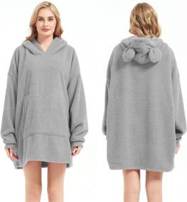 img 3 attached to 🧥 Cozy and Comfy Oversized Hoodie Blanket: Unisex Teddy Sherpa Sweatshirt with Pockets for Adults & Teens