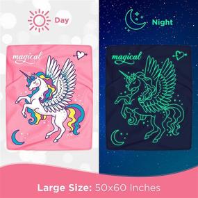 img 3 attached to 🦄 Glowing Snuggles - Glow in The Dark Unicorn Blanket for Girls - Fluffy Plush Pink Unicorn Throw - Unicorn Room Decor - Unicorn Gifts for Kids