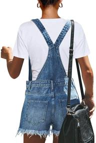 img 2 attached to 👖 Stylish and Comfortable: Vetinee Women's Classic Denim Bib Overalls Shorts with Adjustable Straps and Cuffed Hem