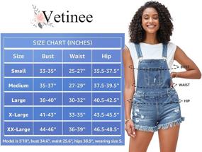 img 1 attached to 👖 Stylish and Comfortable: Vetinee Women's Classic Denim Bib Overalls Shorts with Adjustable Straps and Cuffed Hem