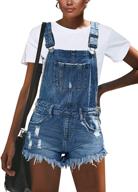 👖 stylish and comfortable: vetinee women's classic denim bib overalls shorts with adjustable straps and cuffed hem logo