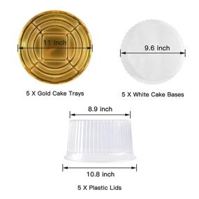 img 3 attached to 🍰 Pack of 5 Disposable, Round Gold Clear Cake Containers with Lids for 1-2 Layer Cakes - 10-11 Inch, Plastic Cake Carrier Holder