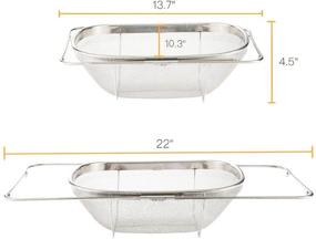 img 1 attached to Convenient Double-Tracked Expandable Handles Over the Sink Colander Strainer Basket: Fine Mesh Stainless Steel for Draining, Washing, Rinsing Fruits/Vegetables and Pasta in Your Kitchen Sink