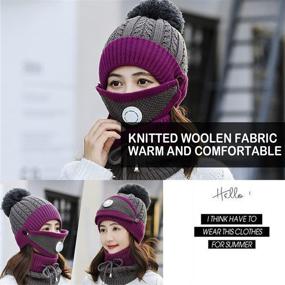 img 1 attached to 🧣 Winter Beanie Hat with Neck Scarf Mask Set - Knitted & Thickened Woolen Cap