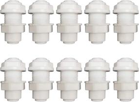 img 1 attached to 💧 Pack of 10 YZM White Fittings Bulkhead Connectors for 1/4" Tube Quick Connect RO Water Filters