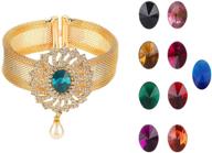 💎 efulgenz crystal rhinestone rhodium plated changeable multi color stone indian bollywood cuff bracelet jewelry: sparkling style and versatility logo