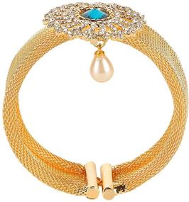 img 1 attached to 💎 Efulgenz Crystal Rhinestone Rhodium Plated Changeable Multi Color Stone Indian Bollywood Cuff Bracelet Jewelry: Sparkling Style and Versatility