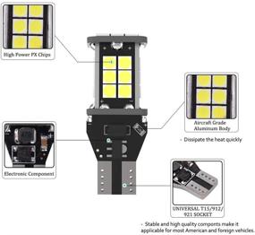 img 1 attached to YITAMOTOR 2x 921 Светодиодные лампы для заднего хода, T15 906 W16W 912 Светодиодная лампа для замены фонарей заднего хода, Белый ультраяркий 1200 люменов, Ошибка Canbus Free, 24-SMD 3030 PX Микросхемы, DC 12V 4,5 Вт.