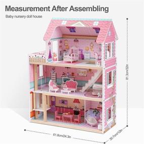 img 3 attached to 🏠 ROBUD Wooden Dollhouse for Girls - Kids' Delight