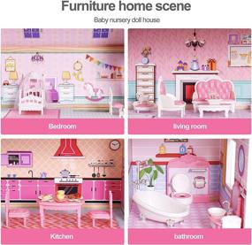 img 1 attached to 🏠 ROBUD Wooden Dollhouse for Girls - Kids' Delight