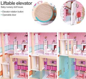 img 2 attached to 🏠 ROBUD Wooden Dollhouse for Girls - Kids' Delight