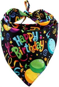 img 4 attached to 🐶 Stylish and Fun Dog Birthday Bandana Triangle Bibs Scarf Accessories in Black - Size Large