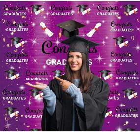 img 3 attached to 🎉 Stunning Allenjoy 6x6ft Congrats Grad Backdrop: Class of 2021 Purple Glitter Graduation Cap Photography Background for Celebration Prom Party Decor and Photo Booth Props