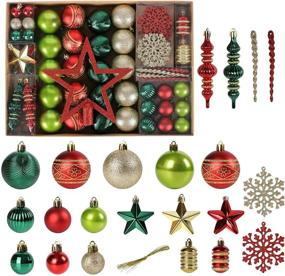 img 4 attached to 🎄 78 Pack Christmas Tree Decorations Set - Red and Green Gold Shatterproof Christmas Ball Ornaments with Hooks - Assorted Hanging Tree Ornament Set