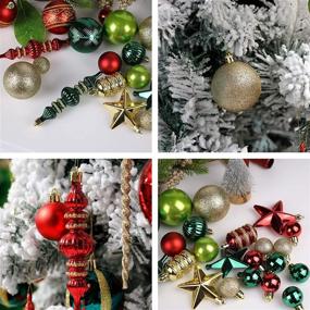img 2 attached to 🎄 78 Pack Christmas Tree Decorations Set - Red and Green Gold Shatterproof Christmas Ball Ornaments with Hooks - Assorted Hanging Tree Ornament Set