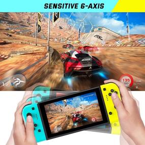 img 2 attached to 🎮 Etpark Joy Con Controller Compatible with Nintendo Switch Lite, Wireless Controller Replacement for Switch Joy Pad, Dual Shock, Blue and Yellow with Grip