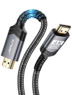 🔌 jsaux 4k hdmi cable 6ft - 1 pack, high speed 18gbps hdmi 2.0 cord, 4k 60hz hdr, hdcp 2.2, 1080p, 2160p, ethernet, 3d, audio return (arc) compatible for uhd tv, monitor, pc, ps4, ps3, blu-ray - grey logo