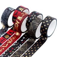 veylin 6 rolls halloween washi tape: gold shiny decorative masking tape for stunning gift wrappings logo