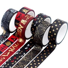 img 4 attached to VEYLIN 6 Rolls Halloween Washi Tape: Gold Shiny Decorative Masking Tape for Stunning Gift Wrappings