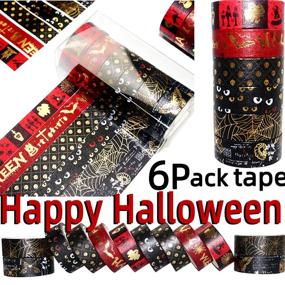 img 2 attached to VEYLIN 6 Rolls Halloween Washi Tape: Gold Shiny Decorative Masking Tape for Stunning Gift Wrappings