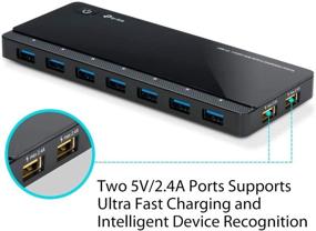 img 2 attached to 🔌 TP-Link Powered USB Hub 3.0: 7 портов USB 3.0 для передачи данных, 2 порта Smart Charging USB | Совместим с Windows, Mac, Chrome и Linux | Кнопка включения/выключения, адаптер питания 12V/4A (UH720)