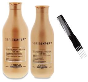 img 1 attached to Expert Series: ABSOLUT REPAIR Instant Resurfacing Hydrating Shampoo & Conditioner DUO Set, Enriched with Gold Quinoa + Protein (Includes Sleek Teasing Comb) Absolute Kit (ABSOLUT REPAIR - 10.1 oz + 6.7 oz)