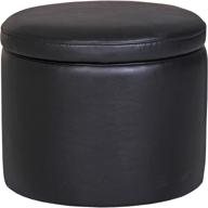 🪑 rivet madison modern vegan faux leather round lift-top storage tray ottoman pouf by amazon brand - sleek black finish, 19.7"w logo