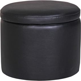 img 4 attached to 🪑 Rivet Madison Modern Vegan Faux Leather Round Lift-Top Storage Tray Ottoman Pouf by Amazon Brand - Sleek Black Finish, 19.7"W