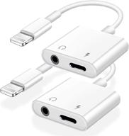 🎧 два адаптера для наушников apple mfi certified для iphone - lightning to 3.5mm aux audio + charger splitter - поддержка звонков + управление музыкой - совместим с iphone 12/11/xs/xr/x 8 7/ipad логотип