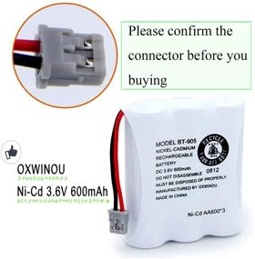 img 3 attached to 🔋 OXWINOU BT-905 Rechargeable Cordless Handset Phone Battery (3 Pack BT905) - Compatible with BBTY0663001, BBTY-0444001, BP-800, BP-905, BT-1006, 3.6v 600mAh Ni-CD