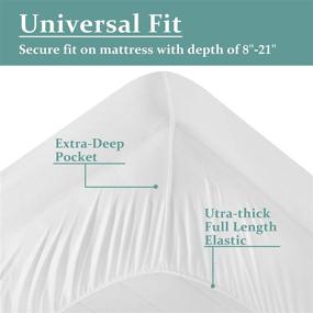 img 2 attached to ✨ Premium Bamboo Waterproof Deep Pocket Queen Size Mattress Protector - Cooling Soft Cover with Breathable Noiseless Fitted Sheet Style - Fits 8"-21" - Vinyl Free
