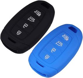 img 3 attached to Lcyam Key Fob Cover Silicone Protection Case For 2018 2019 2020 Hyundai Kona Santa Fe Veloster Venue Palisade Elantra GT Keyless Remote 4 Button (Black Blue)