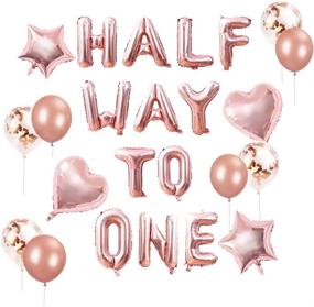 img 4 attached to 🎉 Half Way To One: 15 PCS JeVenis Rose Gold Banner & Decorations Set for Girl's 1/2 Birthday Celebration