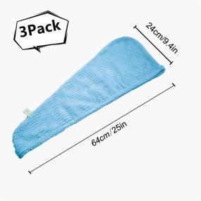 img 1 attached to 👩 Premium Hair Towel Wrap 3 Pack with Loop & Button | AuroTrends Microfiber Hair Drying Towel for Women & Kids | Plopping Towel Turban for Curly, Long, Thick Hair - Blue (Set of 3)