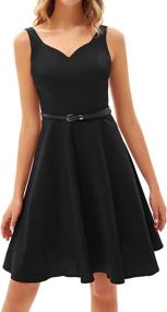 img 4 attached to 👗 Women's V-Neck A-Line Cocktail Dress with Belt by GRACE KARIN - Sleeveless & Elegant