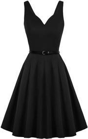 img 1 attached to 👗 Women's V-Neck A-Line Cocktail Dress with Belt by GRACE KARIN - Sleeveless & Elegant