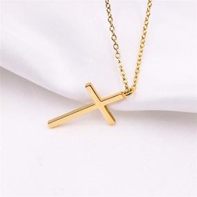img 3 attached to 18-Inch Simple Smooth Cross Pendant Necklace - Fashion Jewelry for Enhanced SEO