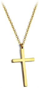 img 4 attached to 18-Inch Simple Smooth Cross Pendant Necklace - Fashion Jewelry for Enhanced SEO