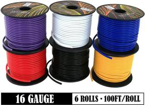img 2 attached to Low Voltage Automotive Primary Wire Combo Pack - 6 Rolls of 16 Gauge Multi-Color Stranded Copper Clad Aluminum, 100 ft per Roll, for Car Speaker Audio Amplifier & Remote Wiring Hook-up